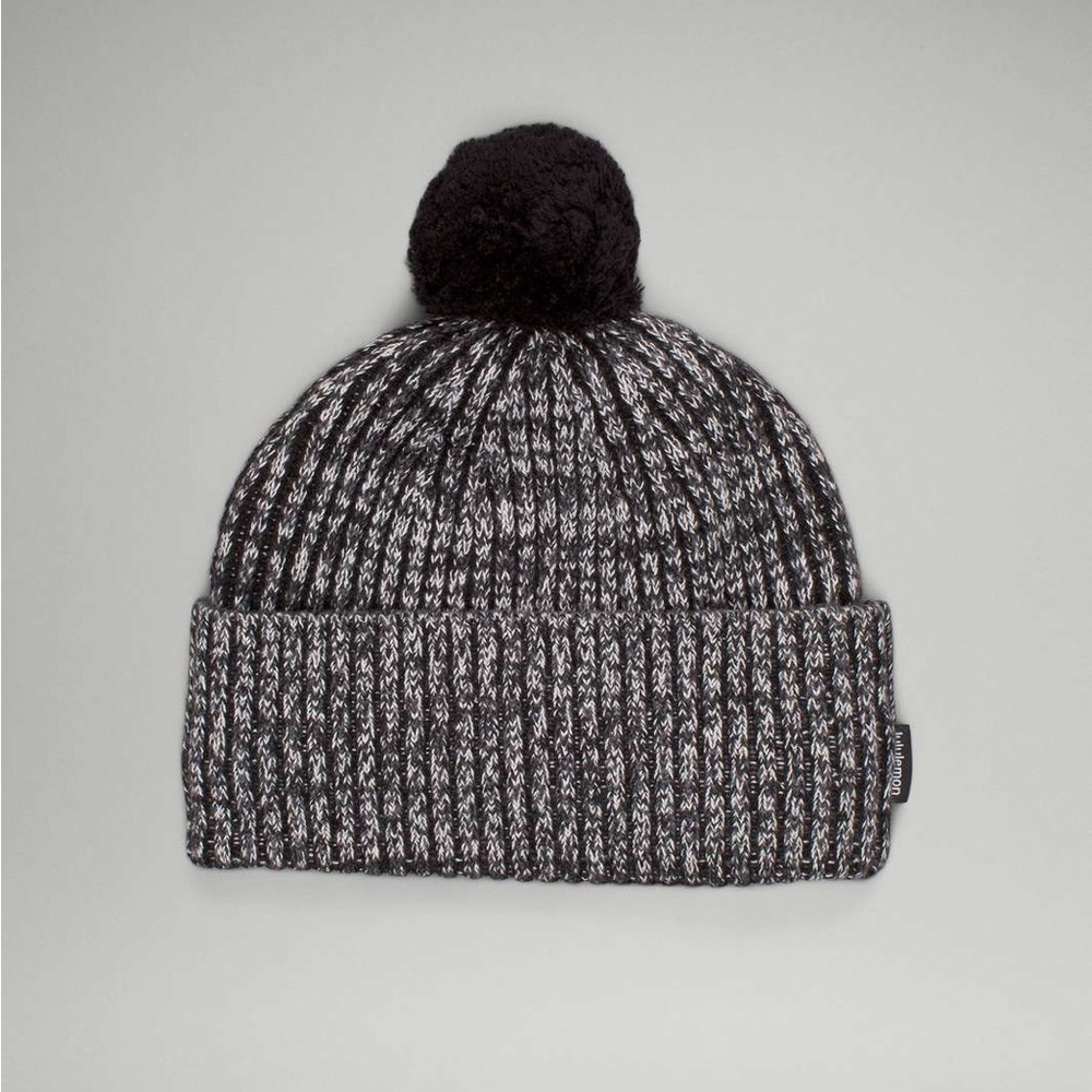 Lululemon athletica Black and White Knit Fleece Lined Cashmere Blend Beanie